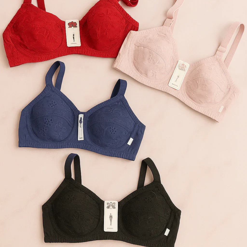 🎀 11.11 SUPER COMBO – 2× Front Open Button Bras + 1× Special Cotton Bra 💝