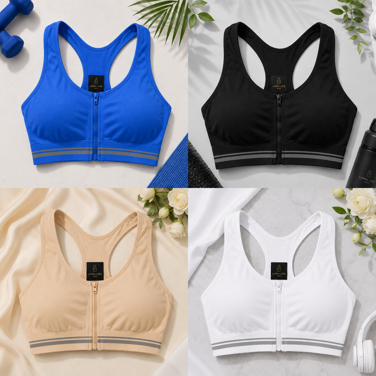 Front Zip Sports Bra – High Support Racerback