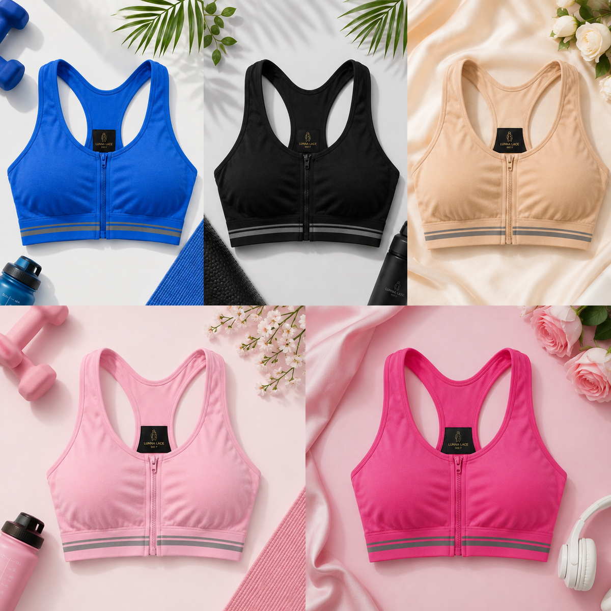 Front Zip Sports Bra – High Support Racerback