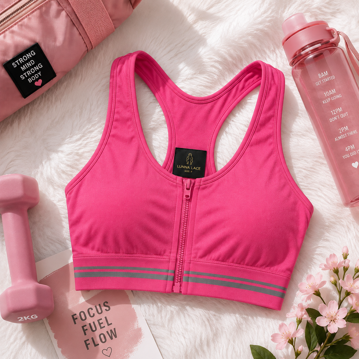 Front Zip Sports Bra – High Support Racerback