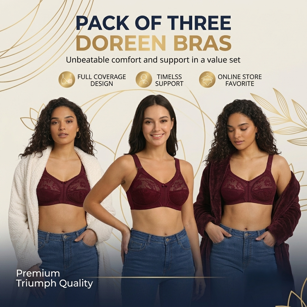 Pack of 3 Original Triumph Doreen Classic Bra – Full Support Non-Padded Value