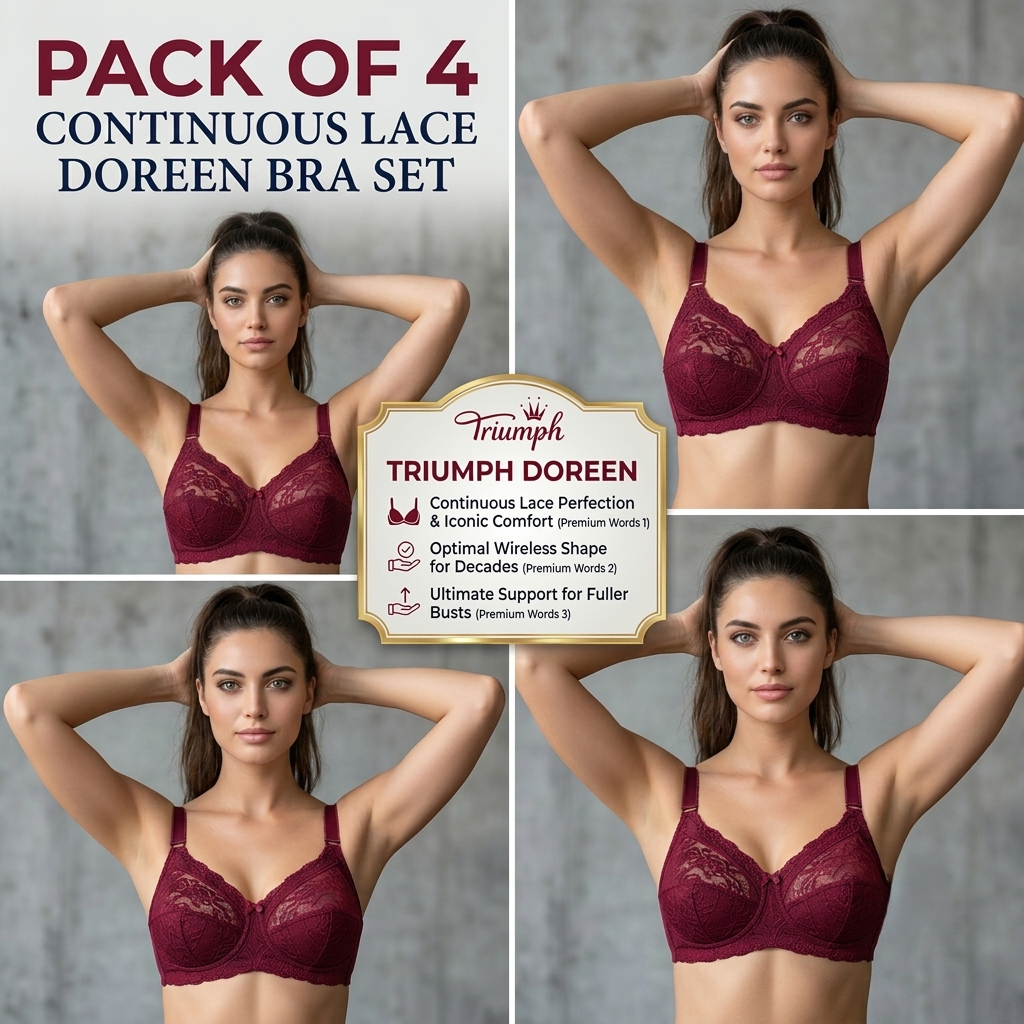 Pack of 4 Original Triumph Doreen Classic Bra – Full Support Non-Padded Value