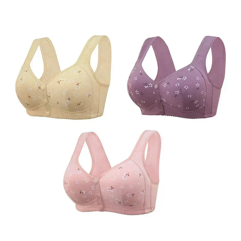🎀 11.11 SUPER COMBO – 2× Front Open Button Bras + 1× Special Cotton Bra 💝
